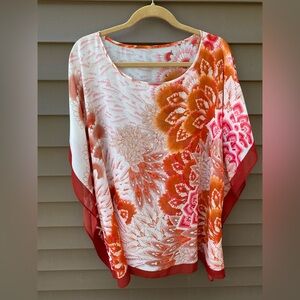 Chico's L/XL Floral Tunic. Great Versatile Summer Top for Dressy or Casual.